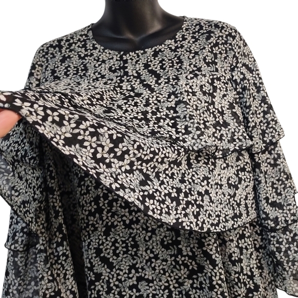 Who what wear Women's Black White Floral Print Dress Sz M - Picture 5 of 10